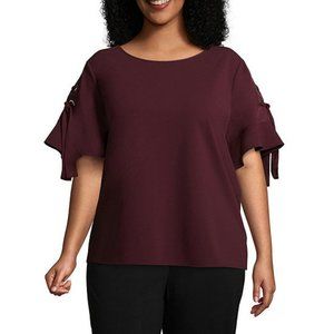 Worthington Short Tie Sleeve Blouse